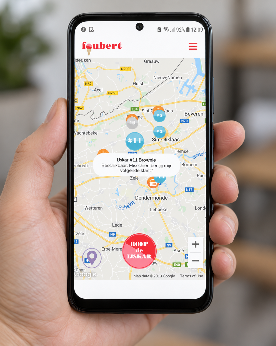 Foubert app op telefoon